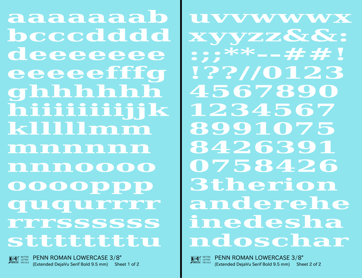Lowercase Penn Roman Letter Number Alphabet