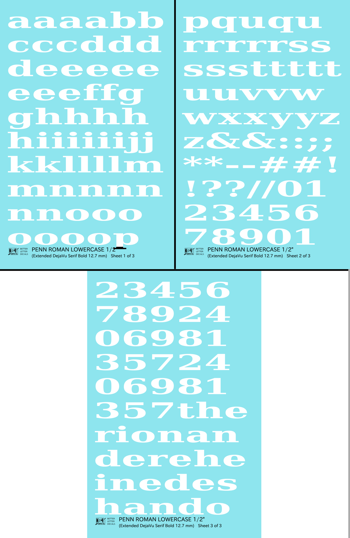 Lowercase Penn Roman Letter Number Alphabet