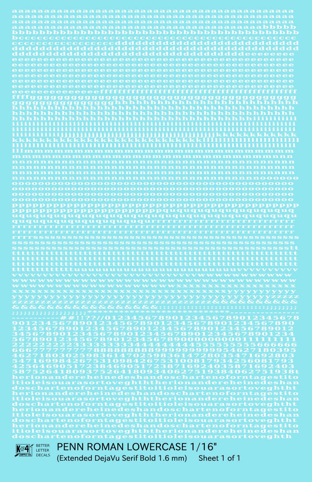 Lowercase Penn Roman Letter Number Alphabet