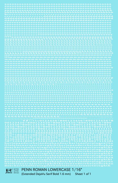 Lowercase Penn Roman Letter Number Alphabet
