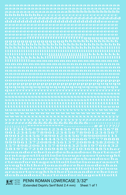 Lowercase Penn Roman Letter Number Alphabet