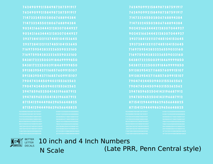 Late PRR Pennsylvania/Penn Central 10 Scale Inch Gothic Freight Car Numbers