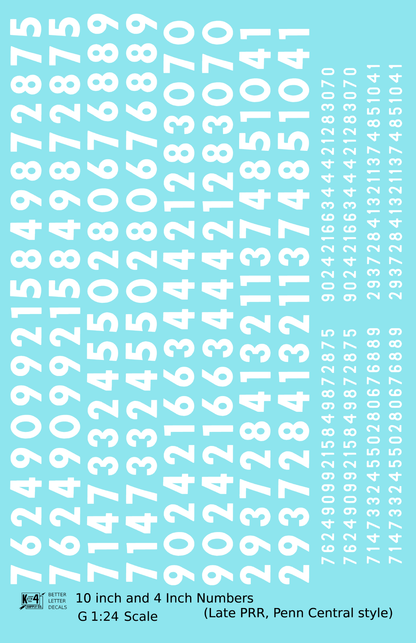 Late PRR Pennsylvania/Penn Central 10 Scale Inch Gothic Freight Car Numbers