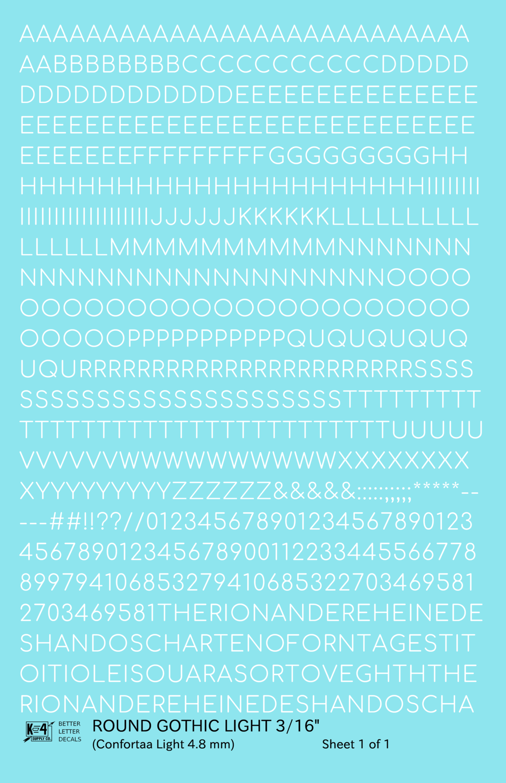 Round Modern Gothic Light Letter Number Alphabet