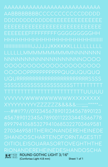 Round Modern Gothic Light Letter Number Alphabet