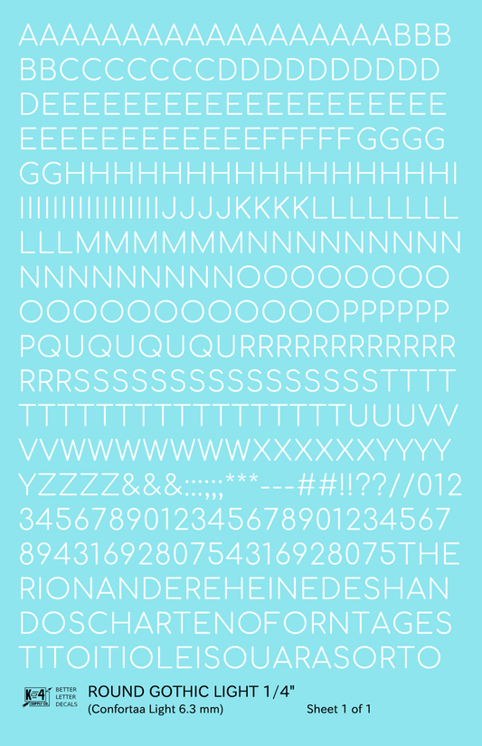 Round Modern Gothic Light Letter Number Alphabet