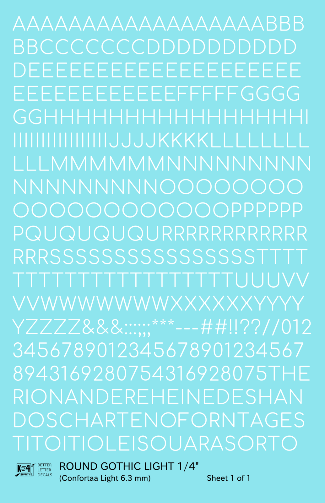 Round Modern Gothic Light Letter Number Alphabet