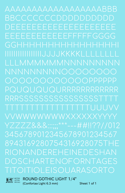 Round Modern Gothic Light Letter Number Alphabet