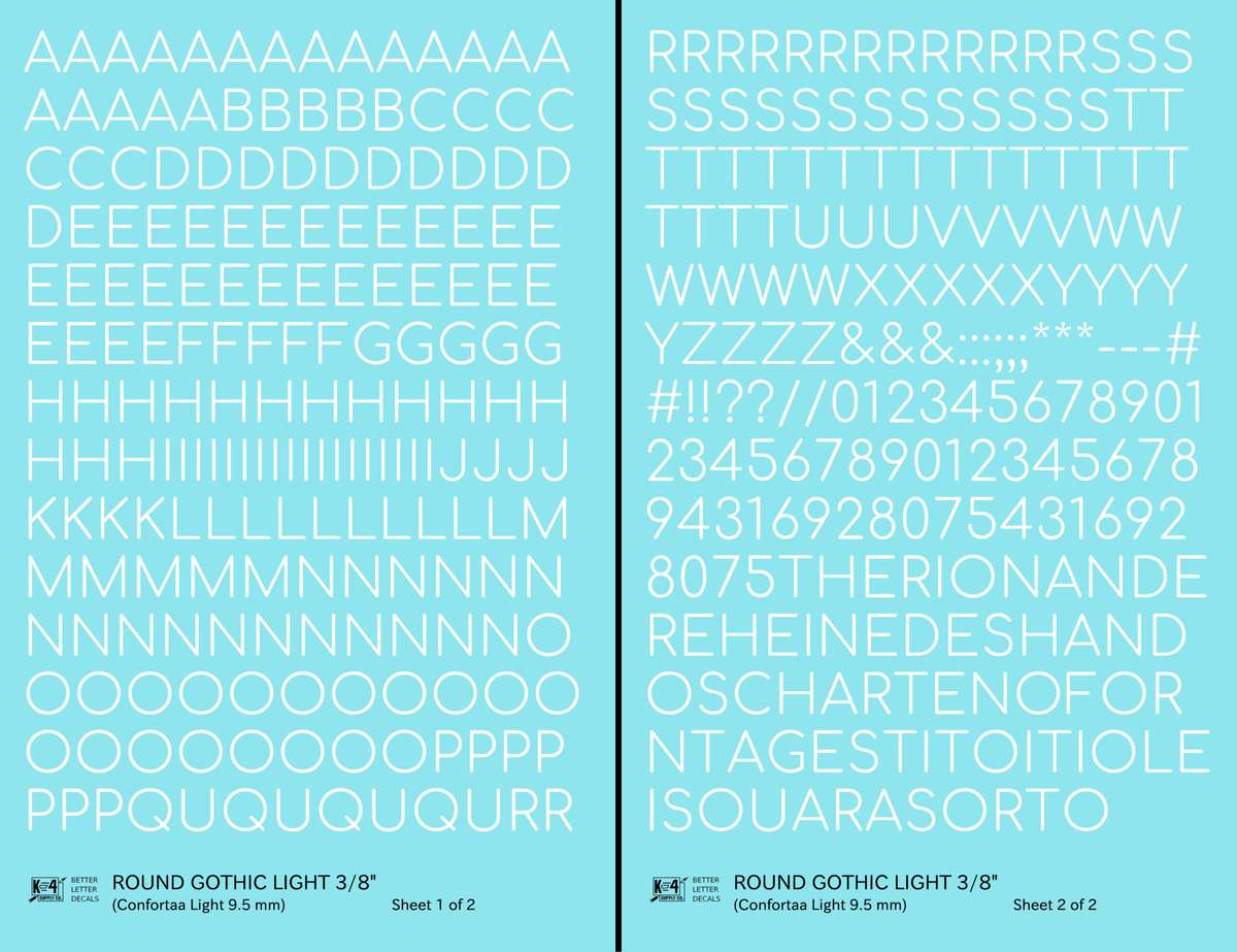 Round Modern Gothic Light Letter Number Alphabet