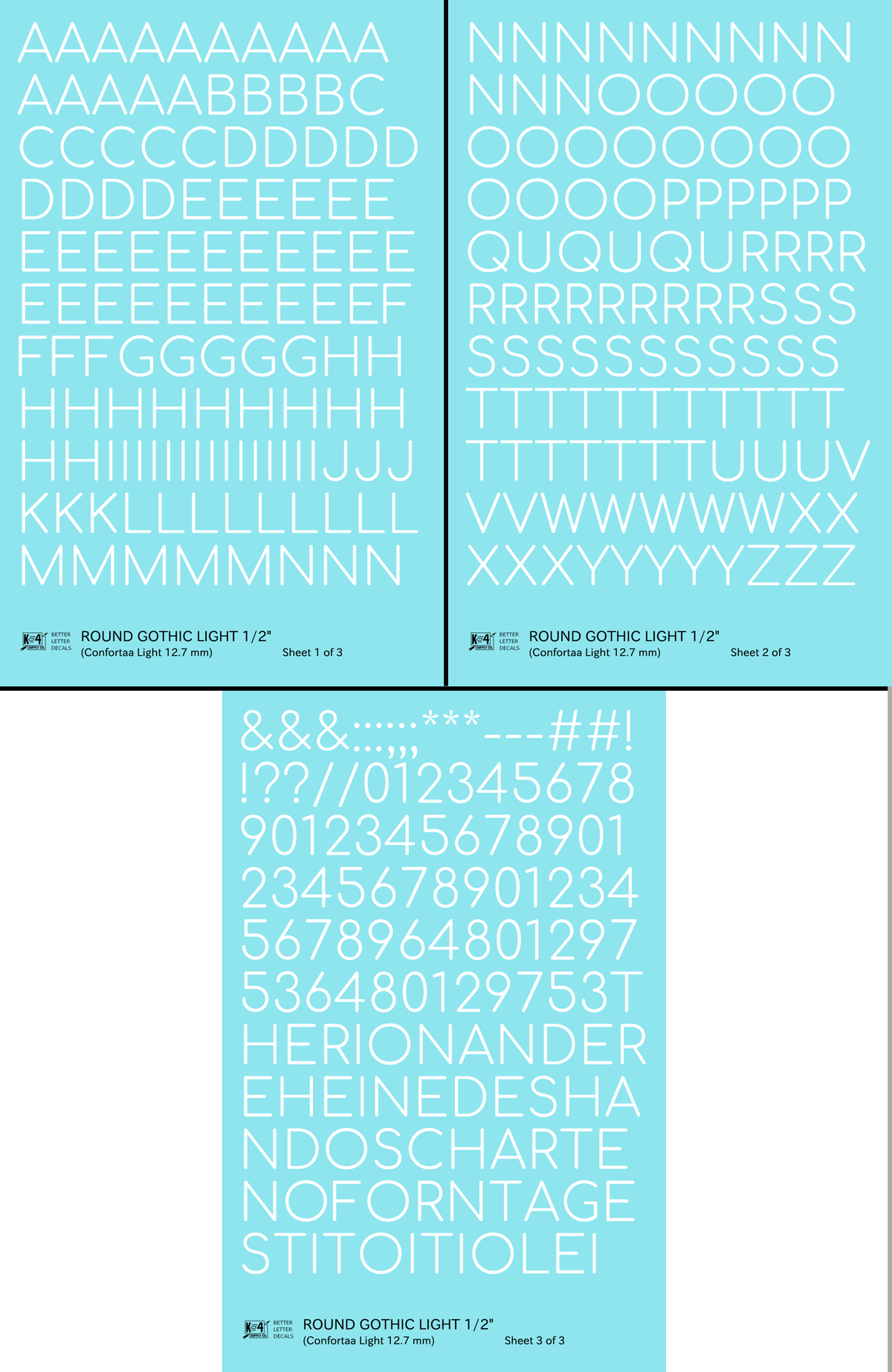 Round Modern Gothic Light Letter Number Alphabet