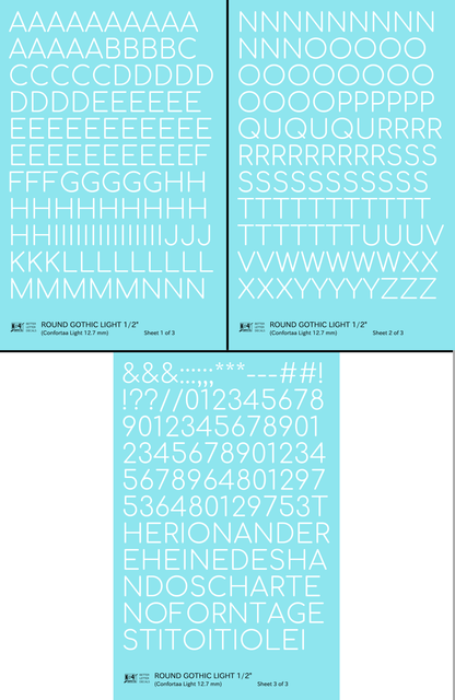 Round Modern Gothic Light Letter Number Alphabet