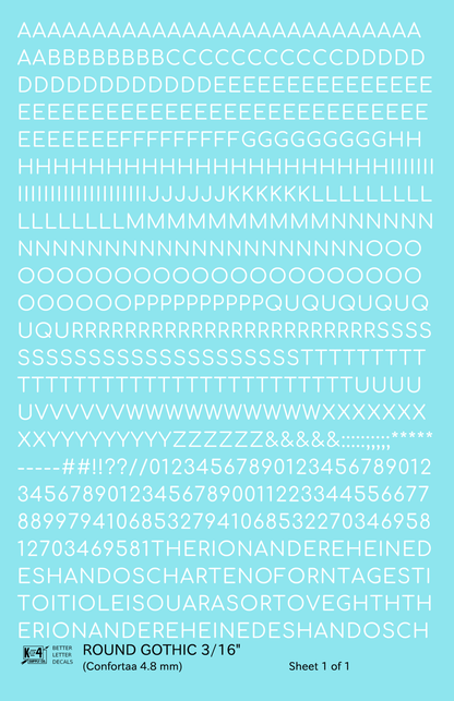 Round Modern Gothic Letter Number Alphabet