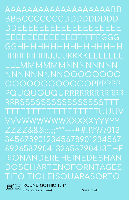 Round Modern Gothic Letter Number Alphabet