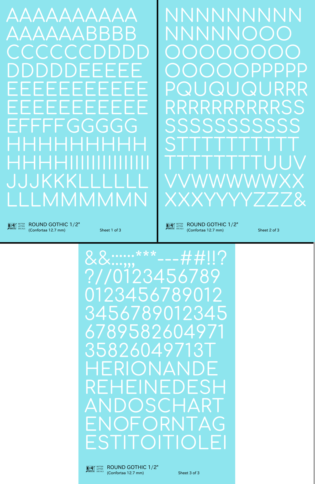 Round Modern Gothic Letter Number Alphabet
