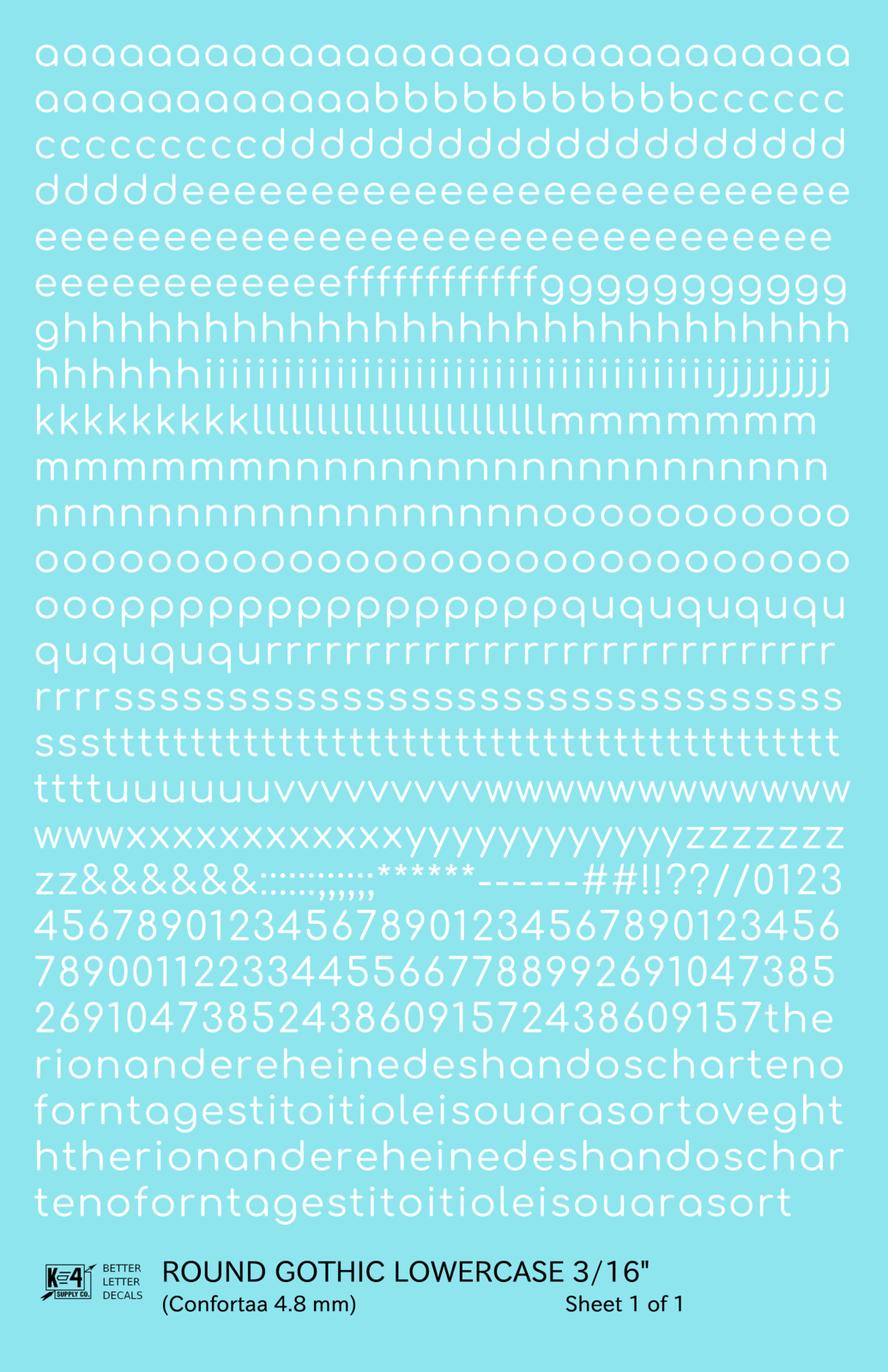 Lowercase Round Modern Gothic Letter Alphabet