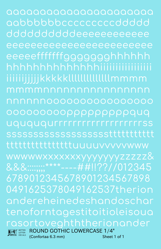 Lowercase Round Modern Gothic Letter Alphabet