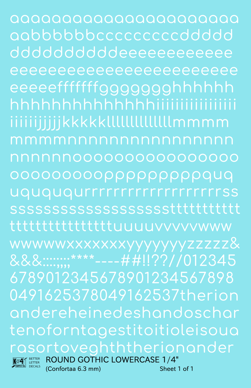 Lowercase Round Modern Gothic Letter Alphabet