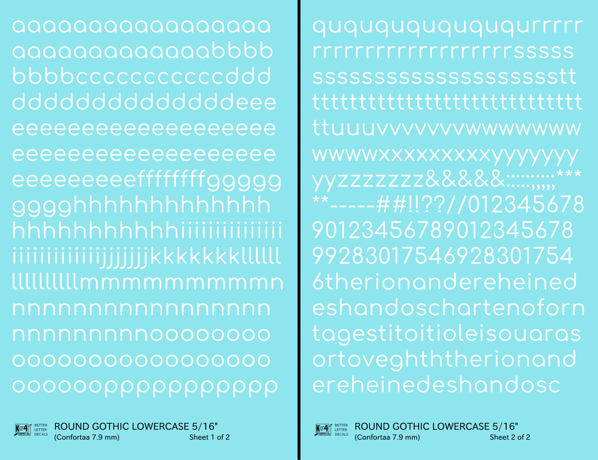 Lowercase Round Modern Gothic Letter Alphabet
