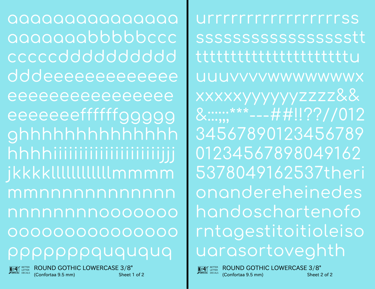 Lowercase Round Modern Gothic Letter Alphabet