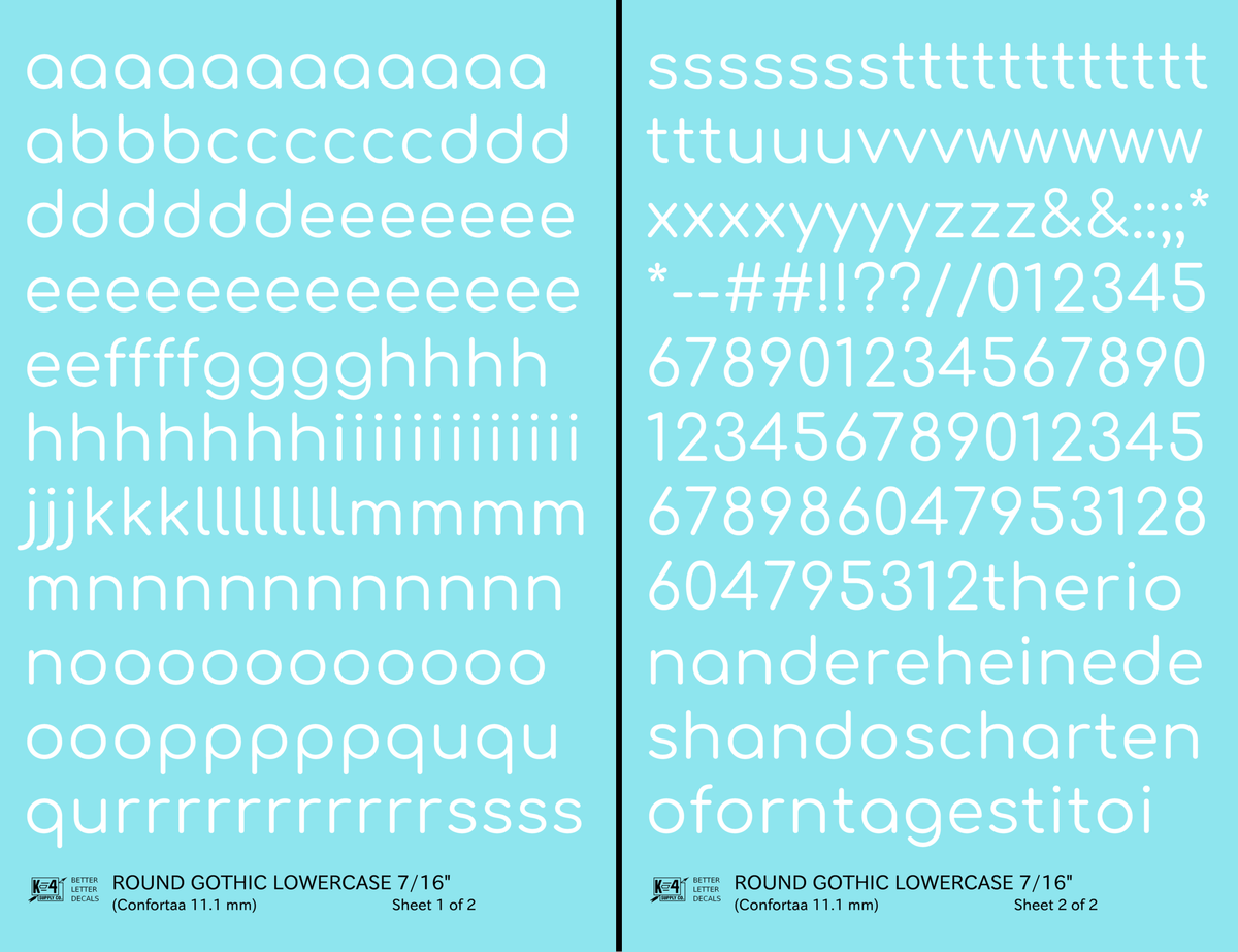 Lowercase Round Modern Gothic Letter Alphabet