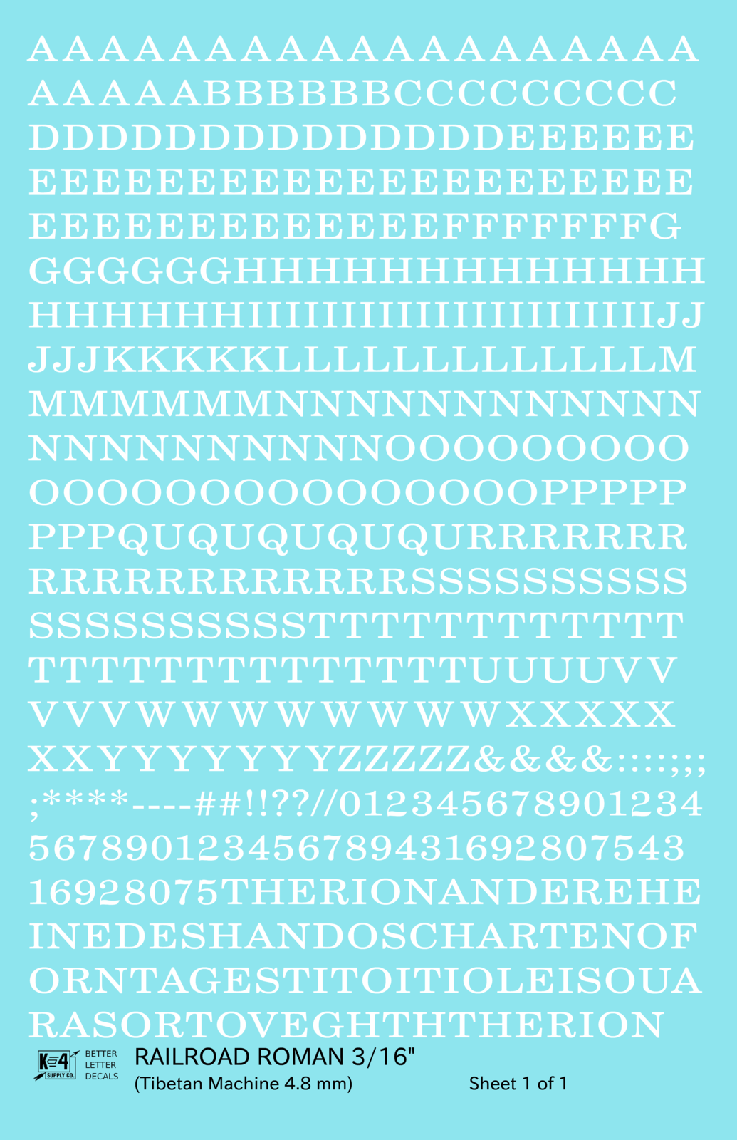 Railroad Roman Letter Number Alphabet