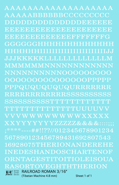 Railroad Roman Letter Number Alphabet