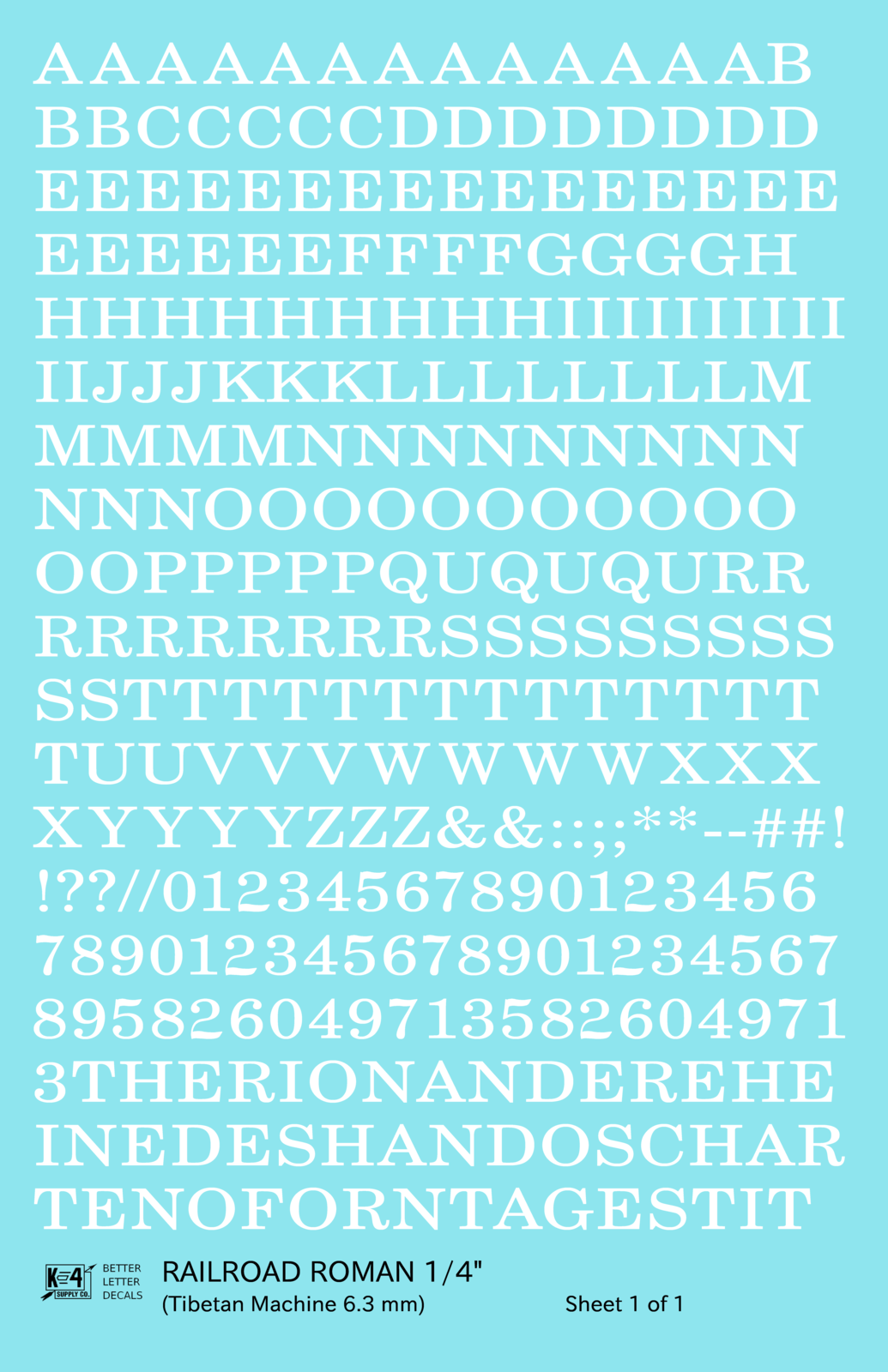 Railroad Roman Letter Number Alphabet