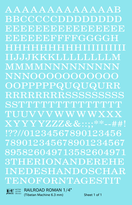 Railroad Roman Letter Number Alphabet
