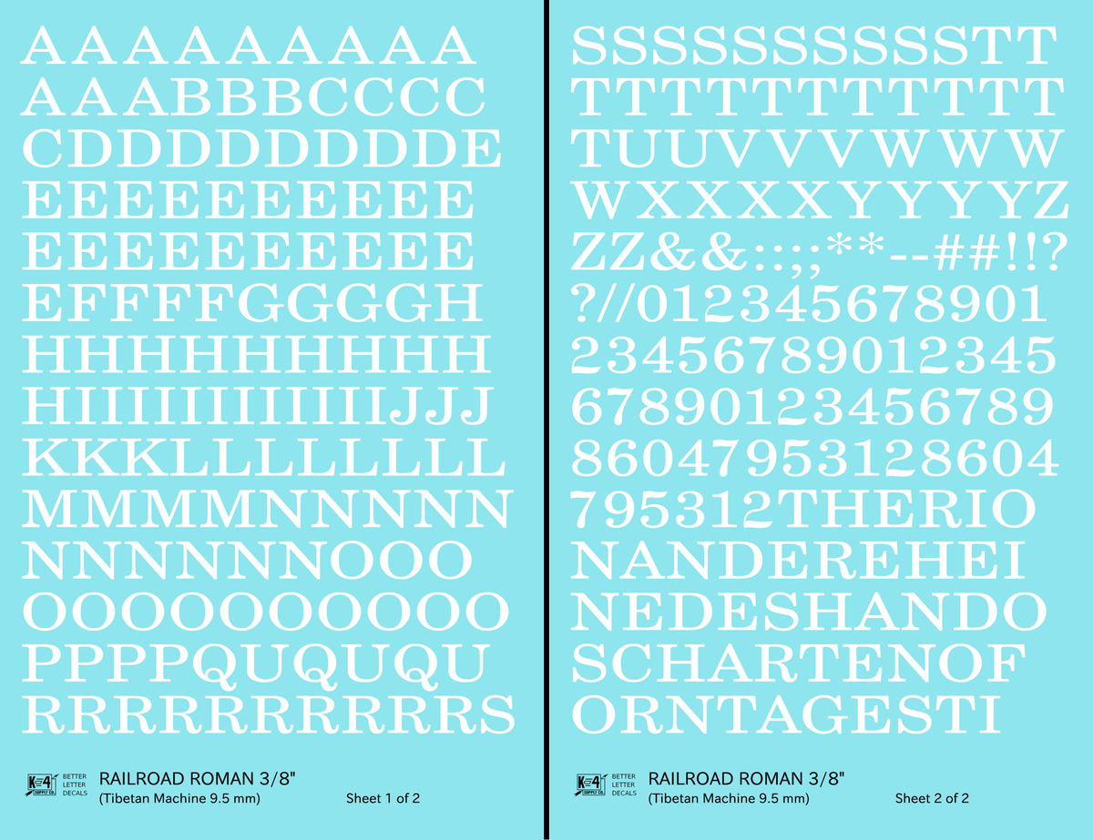 Railroad Roman Letter Number Alphabet