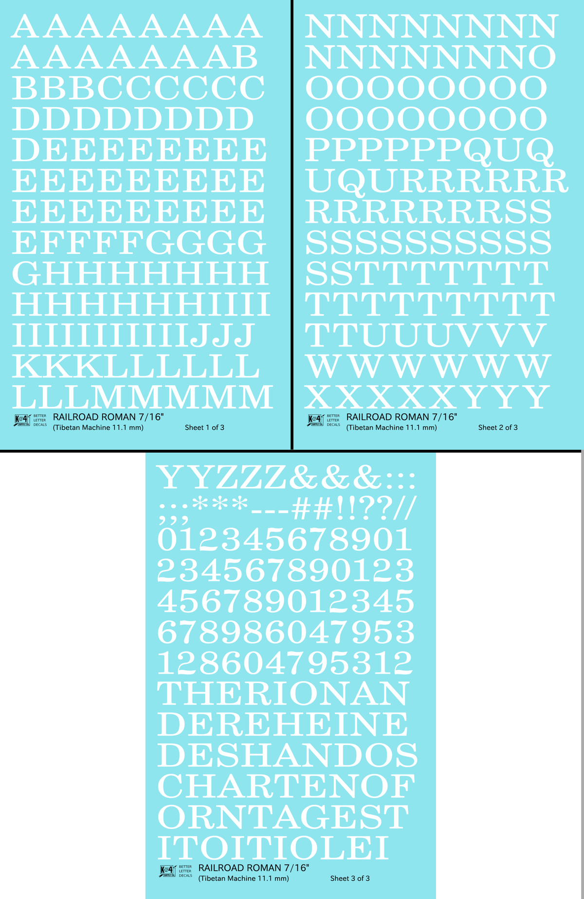 Railroad Roman Letter Number Alphabet