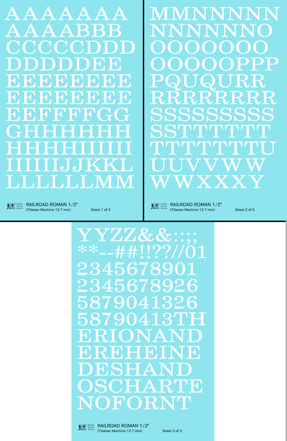 Railroad Roman Letter Number Alphabet