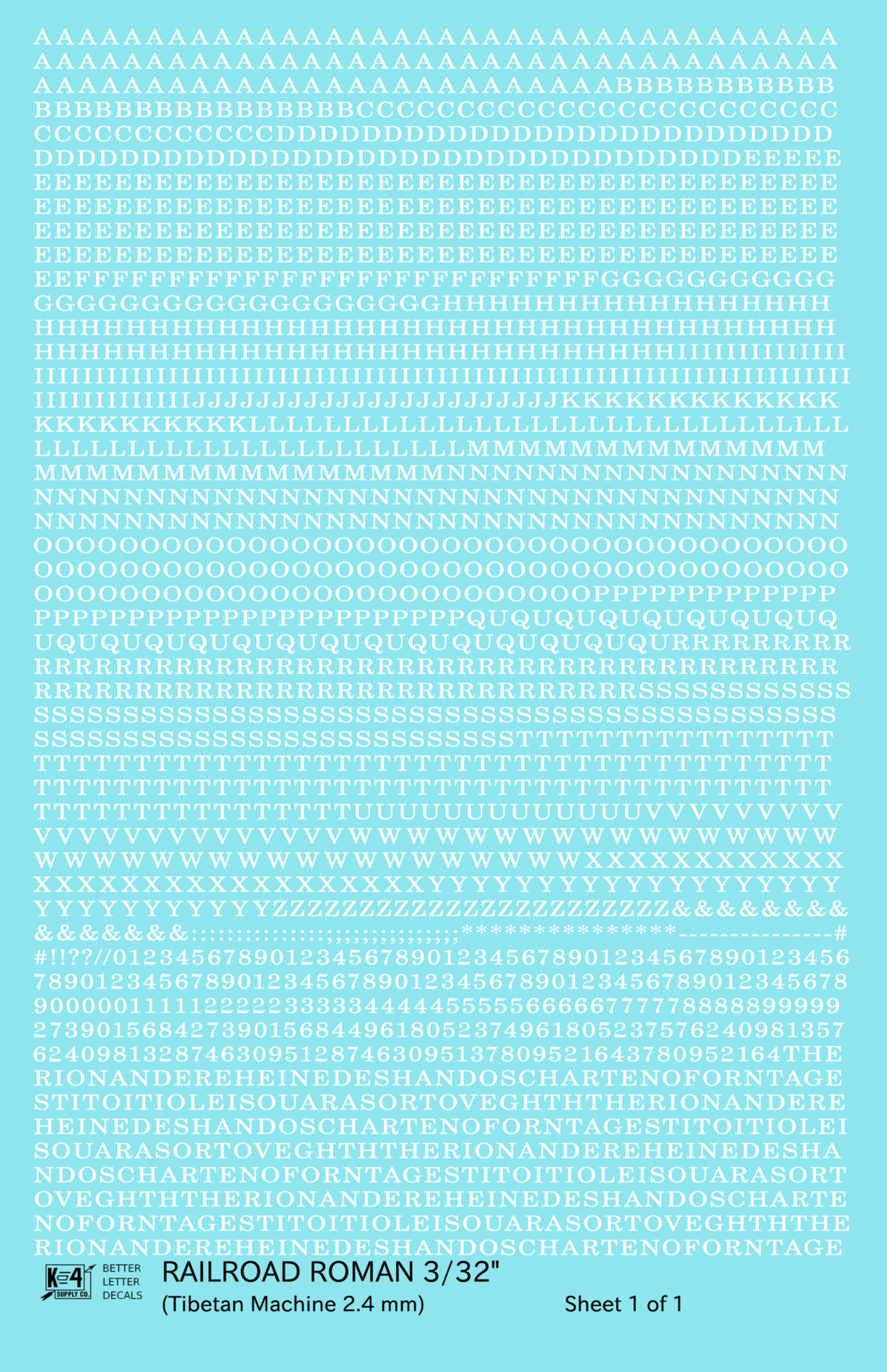 Railroad Roman Letter Number Alphabet
