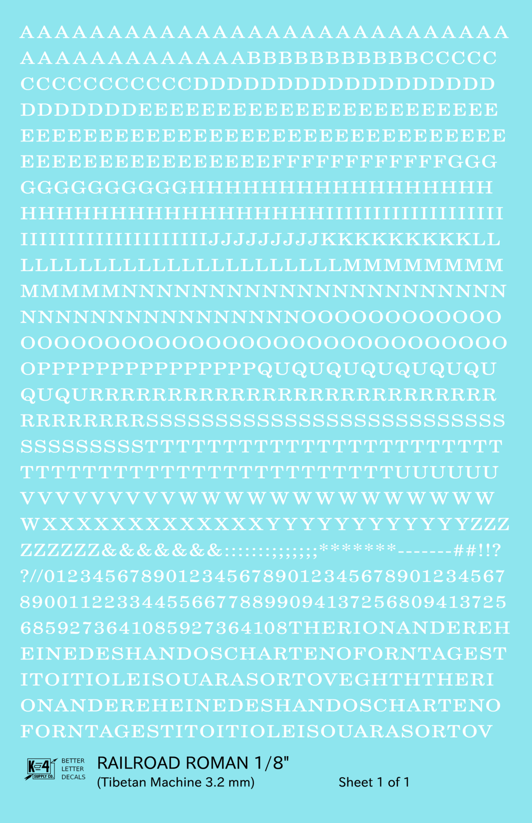 Railroad Roman Letter Number Alphabet