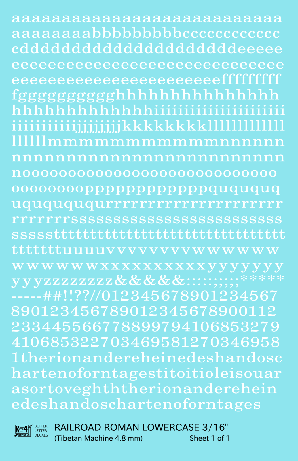 Lowercase Railroad Roman Letter Number Alphabet