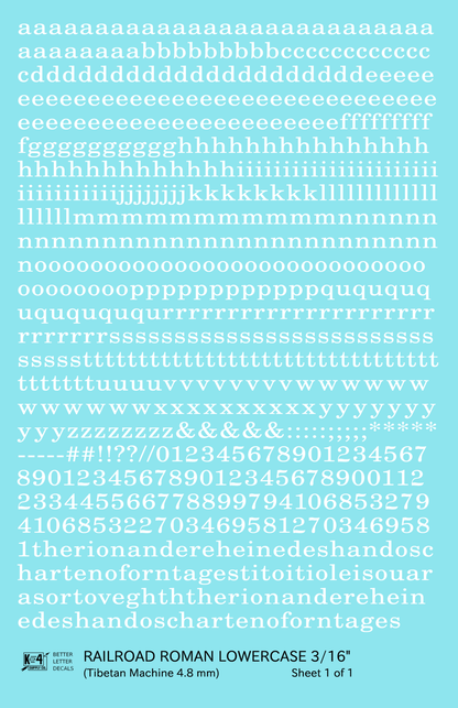 Lowercase Railroad Roman Letter Number Alphabet