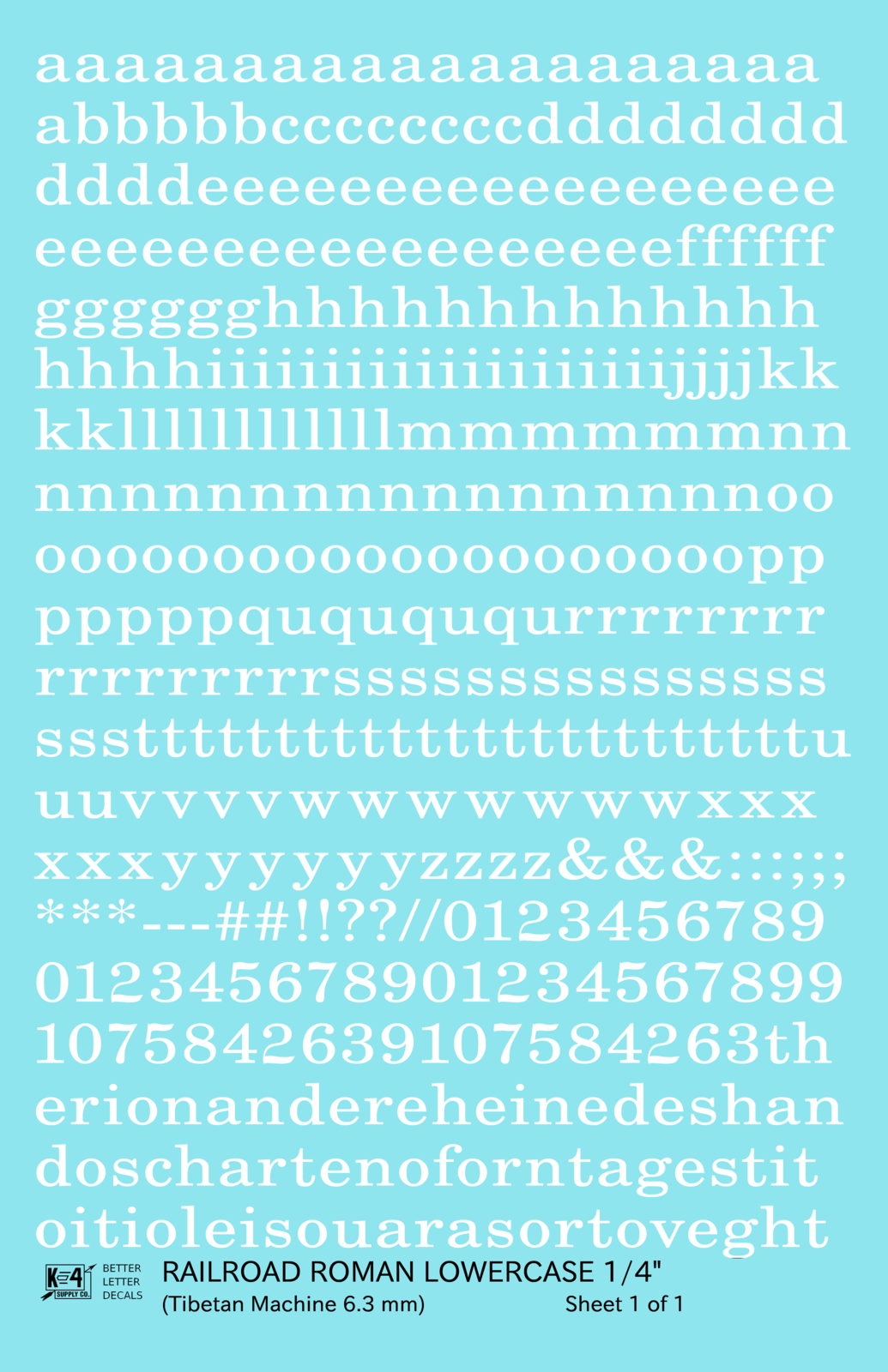 Lowercase Railroad Roman Letter Number Alphabet