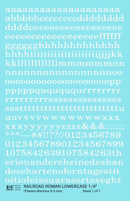 Lowercase Railroad Roman Letter Number Alphabet