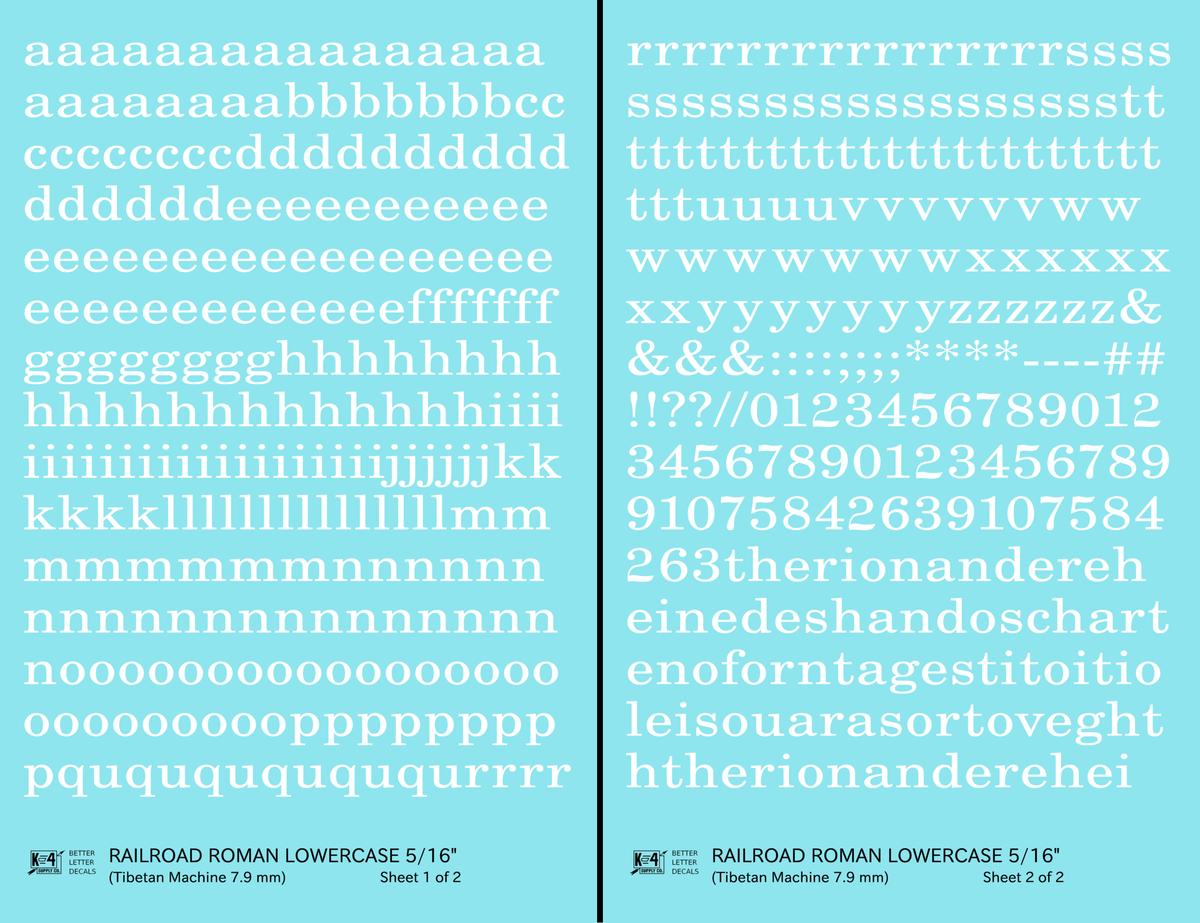 Lowercase Railroad Roman Letter Number Alphabet
