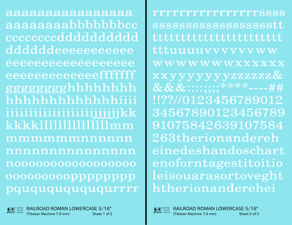 Lowercase Railroad Roman Letter Number Alphabet