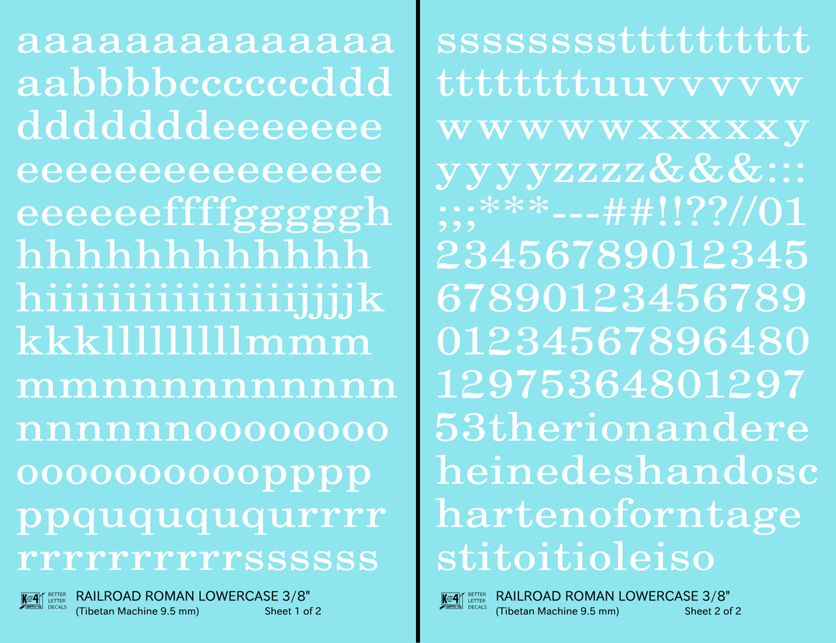 Lowercase Railroad Roman Letter Number Alphabet