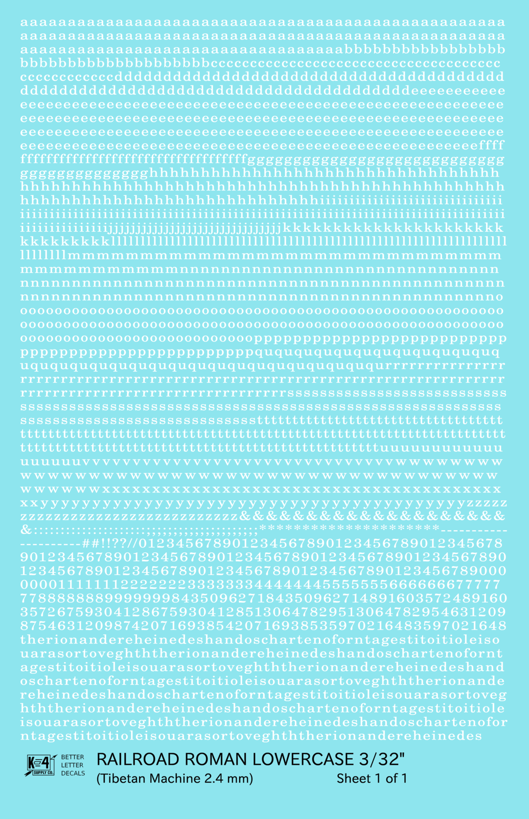 Lowercase Railroad Roman Letter Number Alphabet