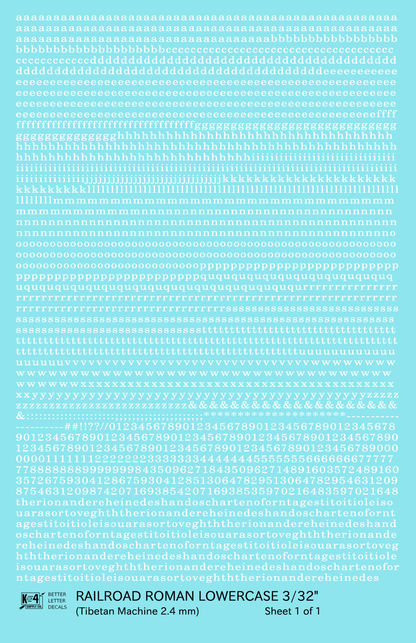 Lowercase Railroad Roman Letter Number Alphabet