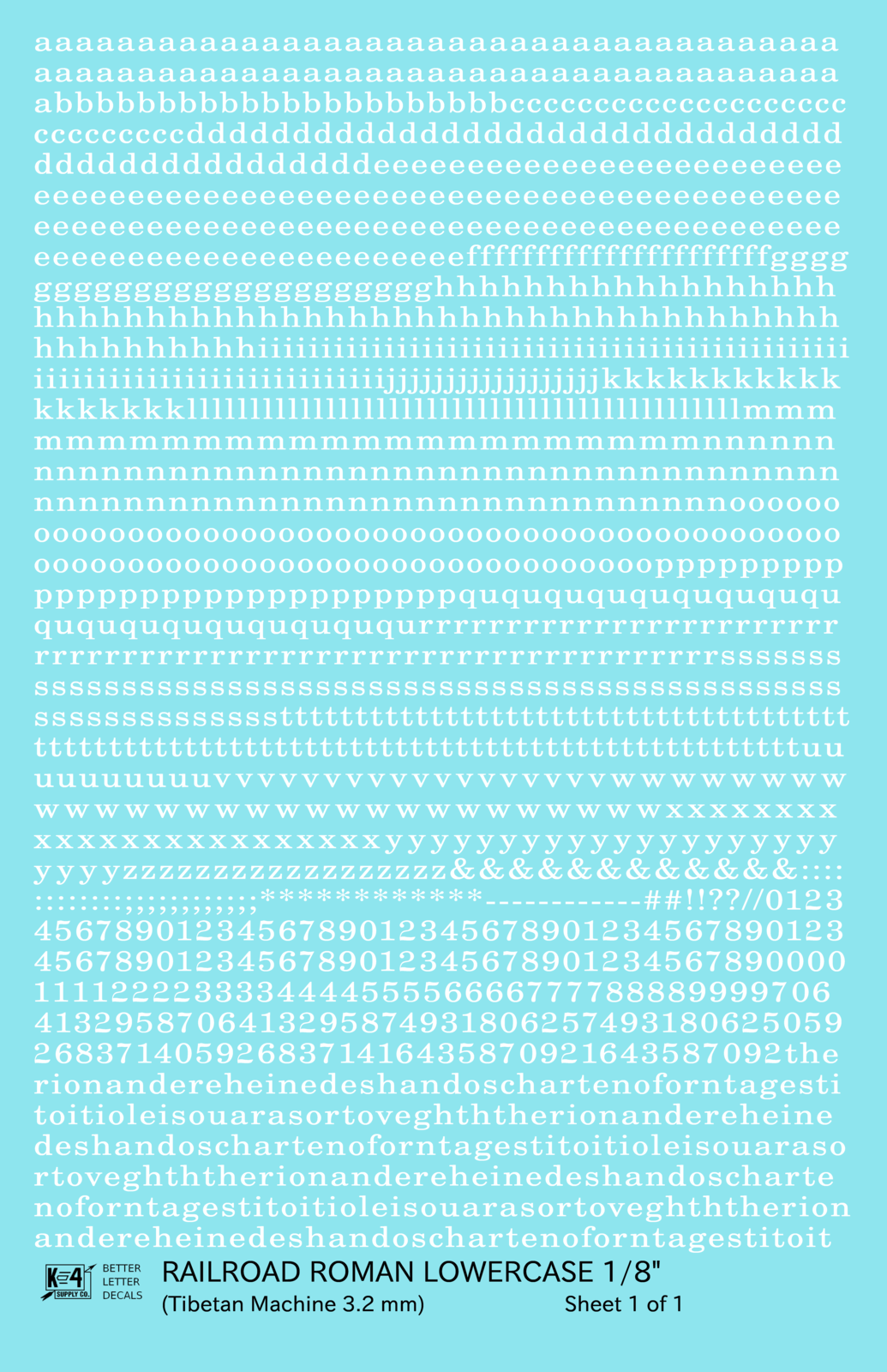 Lowercase Railroad Roman Letter Number Alphabet
