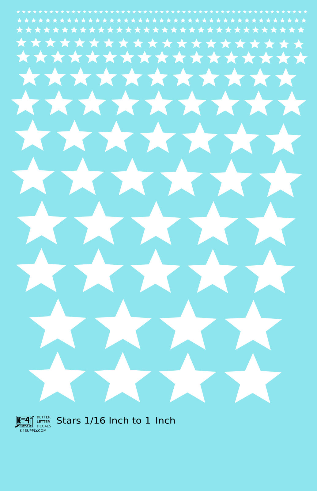 Solid Stars 1/16 Inch to 1 Inch