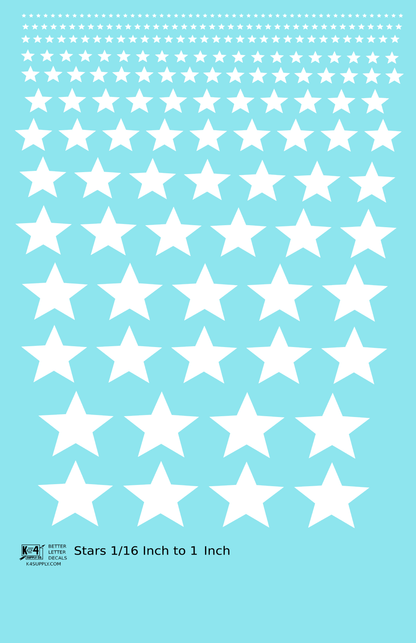 Solid Stars 1/16 Inch to 1 Inch