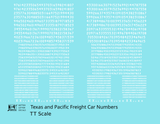 Texas and Pacific Style Numbers  White 10, 7 and 4 Inch Renumber