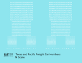 Texas and Pacific Style Numbers  White 10, 7 and 4 Inch Renumber