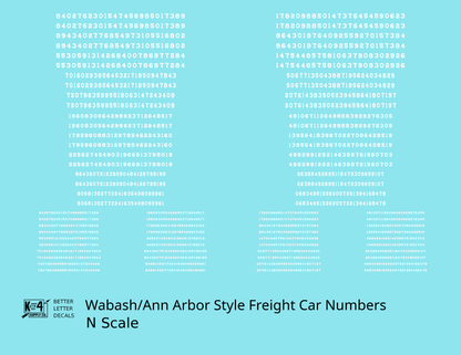 Wabash Style Numbers  White 9, 7 and 4 Inch Renumber