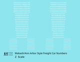 Wabash Style Numbers  White 9, 7 and 4 Inch Renumber