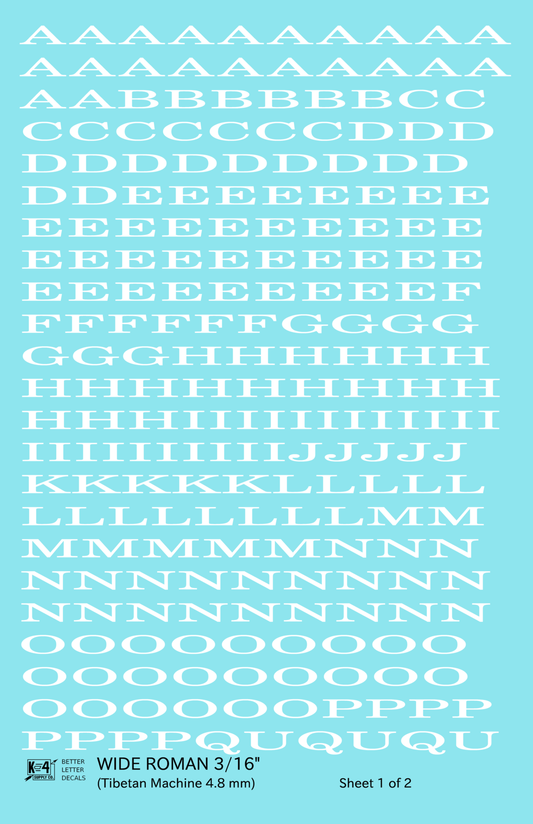 Wide Roman Letter Number Alphabet